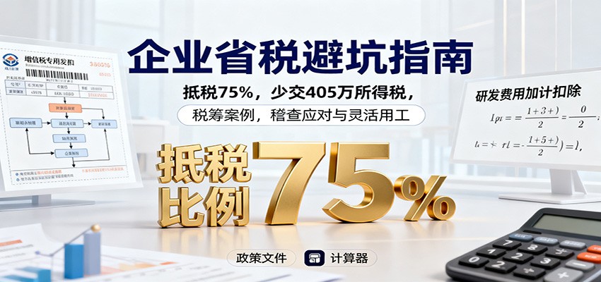 企业省税避坑指南：抵税75%，少交405万所得税，税筹案例，稽查应对与灵活用工-琪哥网创