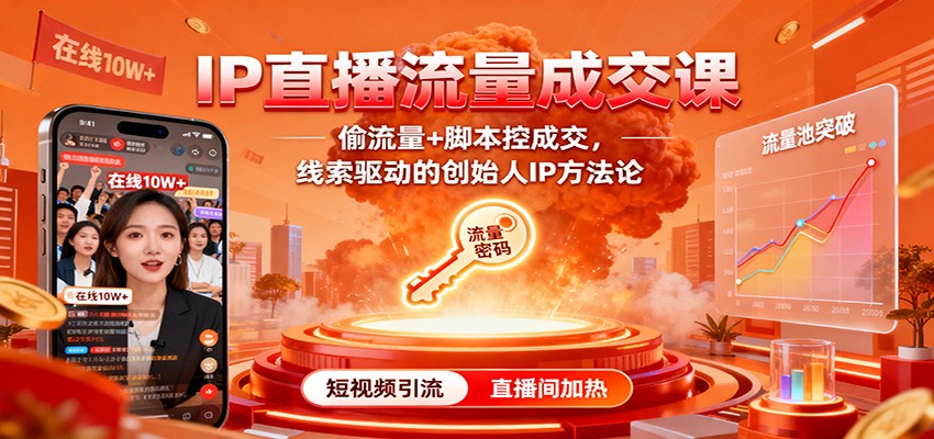 IP直播流量成交课:偷流量+脚本控成交,线索驱动的创始人IP方法论-琪哥网创