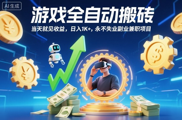 游戏全自动搬砖,当天就见收益,日入1K+,永不失业副业兼职项目【揭秘】-琪哥网创