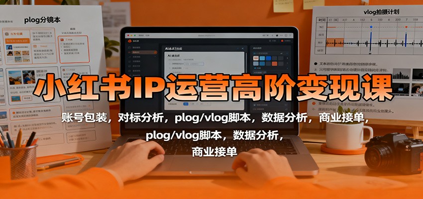 小红书IP运营高阶变现课:账号包装,对标分析,plog/vlog脚本,数据分析,商业接单-琪哥网创