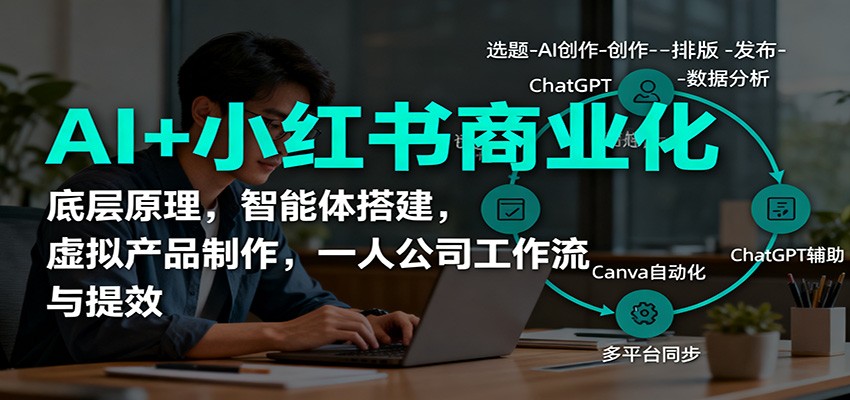 AI+小红书商业化,底层原理,智能体搭建,虚拟产品制作,一人公司工作流与提效-琪哥网创