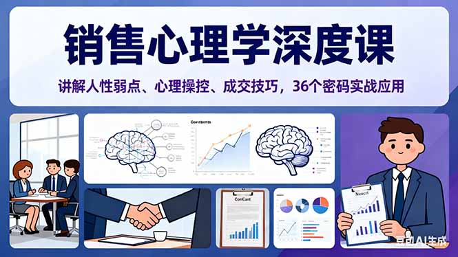 销售心理学深度课,讲解人性弱点、心理操控、成交技巧,36个密码实战应用-琪哥网创
