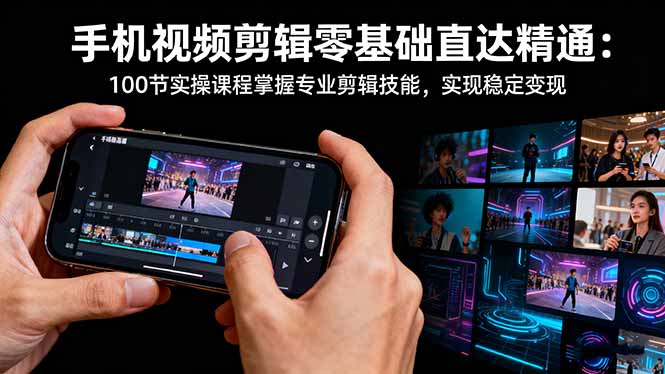 手机视频剪辑零基础直达精通:100节实操课程掌握专业剪辑技能,实现稳...-琪哥网创