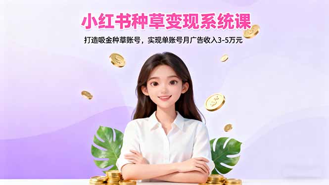 小红书种草变现系统课：打造吸金种草账号，实现单账号月广告收入3-5万元-琪哥网创