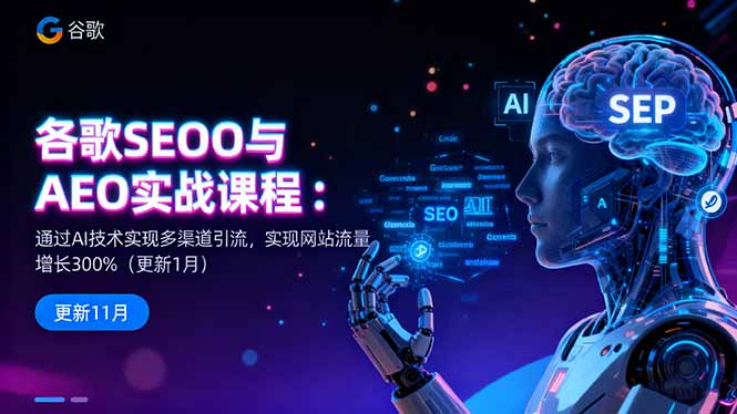 谷歌SEO与AEO实战课程：通过AI技术实现多渠道引流，实现网站流量增长300%-琪哥网创