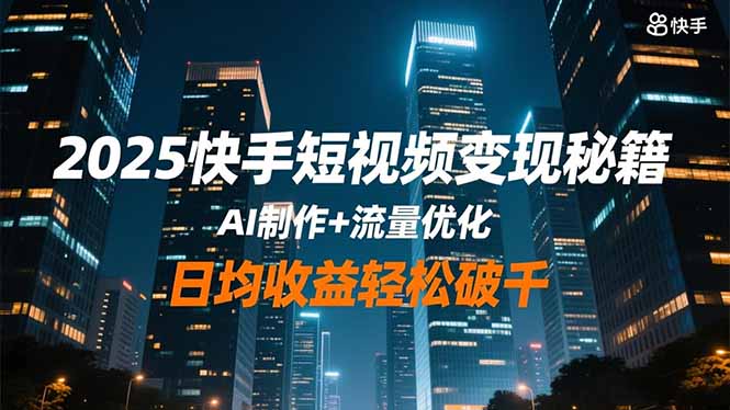 2025快手短视频变现秘籍,AI制作+流量优化,日均收益轻松破千-琪哥网创