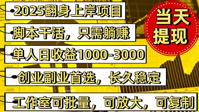 2025翻身上岸项目脚本干活，内部客户经理内部开号，单人日收益1000-300...-琪哥网创