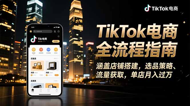 TikTok电商全流程指南,涵盖店铺搭建、选品策略、流量获取,单店月入过万-琪哥网创