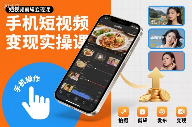 手机短视频变现实操课，短视频剪辑变现课-琪哥网创