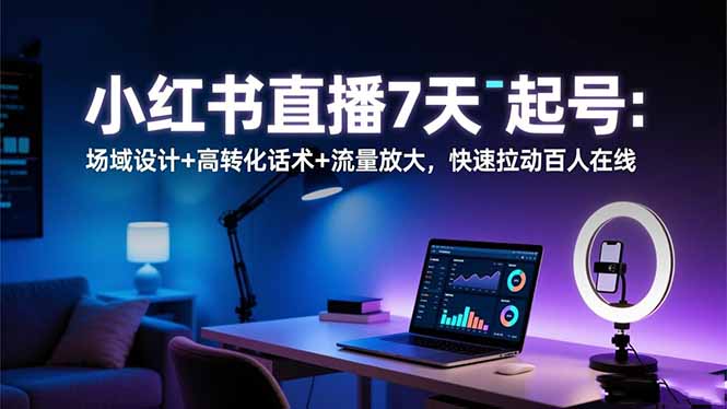 小红书直播7天起号:场域设计+高转化话术+流量放大,快速拉动百人在线-琪哥网创