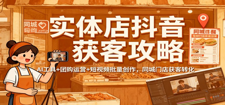 实体店抖音获客攻略:AI工具+团购运营+短视频批量创作,同城门店获客转化-琪哥网创