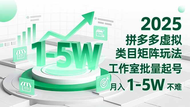 2025 拼多多虚拟类目矩阵玩法,工作室批量起号,月入 1-5W 不难-琪哥网创